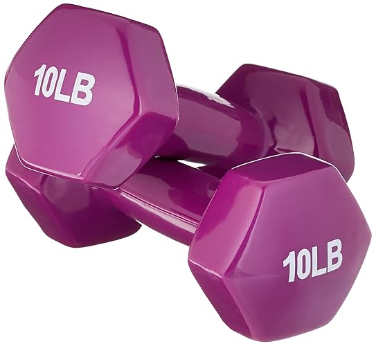 Amazon Basics Vinyl Coated Dumbbell Hand Weights - 10 Pounds, Pair