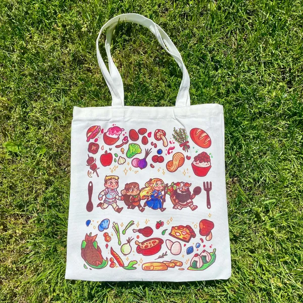 Delicious in Dungeon Tote Bag, Dungeon meshi, food keychain