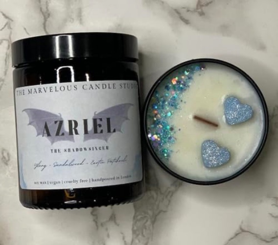 Azriel Candle | ACOTAR | Vegan Wood Wick Handmade Candle | Bookish Candle | Book Lover Gifts (8oz candle) - 8oz candle