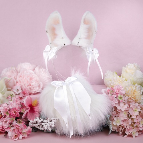 White Bunny Ears & Tail Set