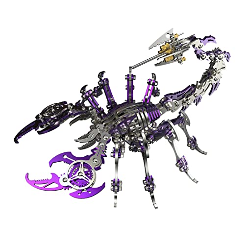UpGLeuch 3D Metal Puzzles for Adults Scorpion Metal Model Kits, DIY Building Toy 3D Metal Scorpion Model with Tool, Stainless Steel Desktop Toy Gifts for Adults (Purple) - C