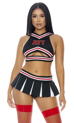 Forplay womens Good Luck Charm Sexy Cheerleader Costume, Black, L/XL - L/XL Black