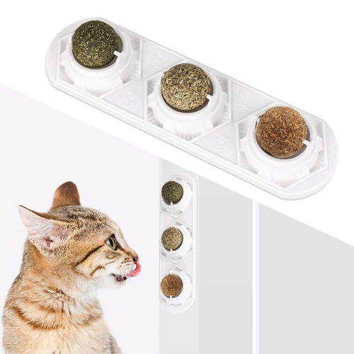 Catnip Wall Ball Toys – Rotatable Cat Snack Edible 
