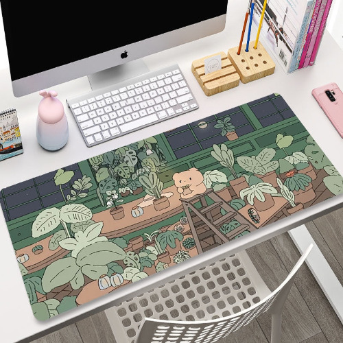 Green Plants Cute Gaming Kawaii Mousepad - Green Plants / 600x300x3mm