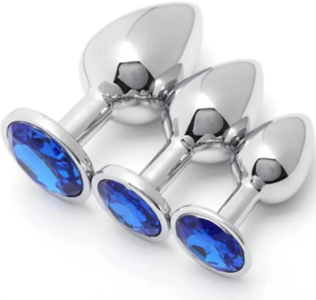 3Pcs/Set Stainless Steel Relaxing Ƀúťt Pl'ǔg Toys Metal Crystal LWL-F01 Blue