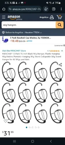 MANCHAP 12 Pack 15 Inch Black Wig Hanger, Plastic Hanging Wig Holder, Portable Hanging Wig Stand Collapsible Wig Stand Hanger for All Wigs and Hats