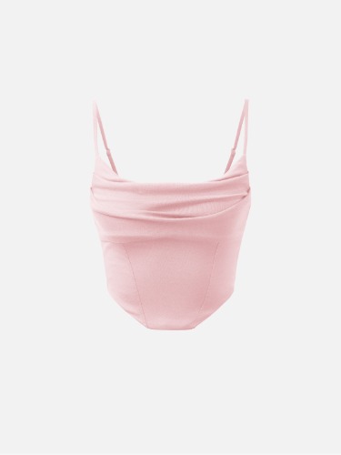 Plantive™ Cowl Neck Corset Tank Top - Baby Pink / M