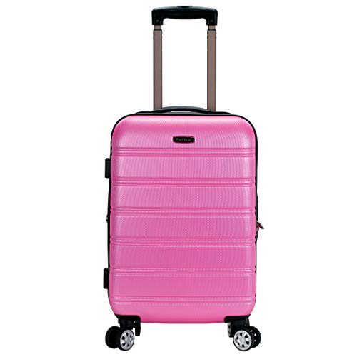 Rockland Melbourne Lightweight Expandable Hardside Spinner Wheel Luggage in Pink
