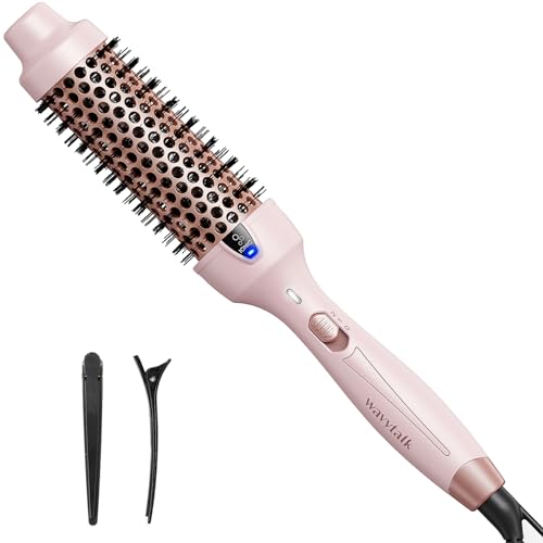 Wavytalk Thermal Brush, 1 1/2 Inch Ionic Heated Round Brush Creates Blowout Look, Thermal Round Brush Makes Hair Shinier & Smoother, Dual Voltage, Easy to Use (Pink)