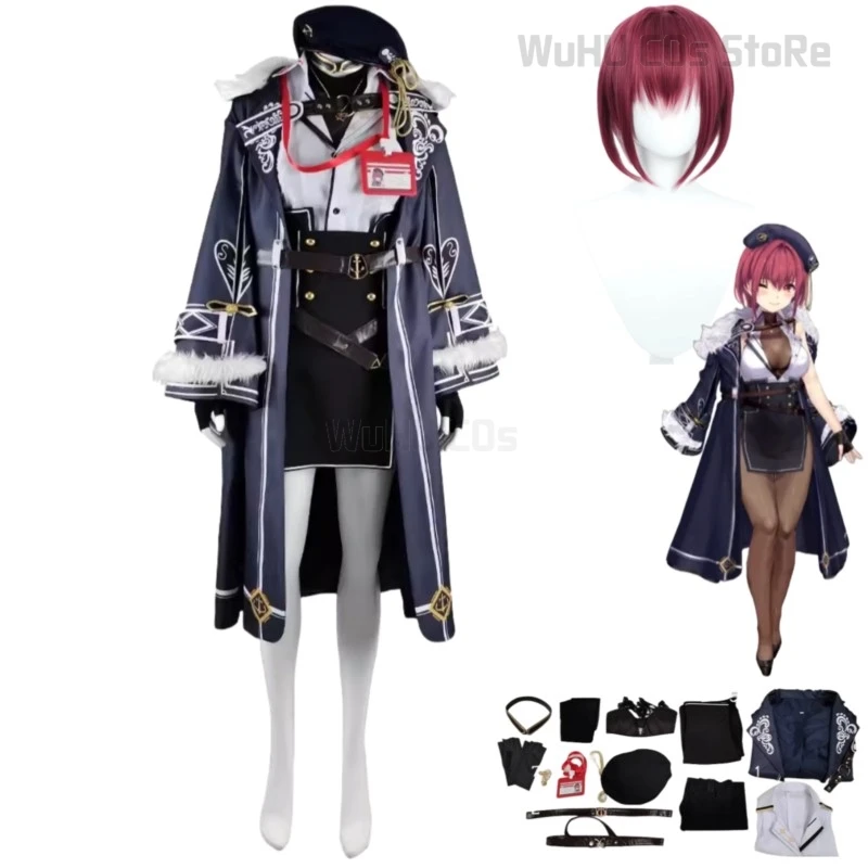 VTuber Virtual YouTuber Nijisanji Houshou Marine Cosplay Costume Wig Captain Uniform Cloak Skirt Woman Sexy Carnival Suit - AliExpress 