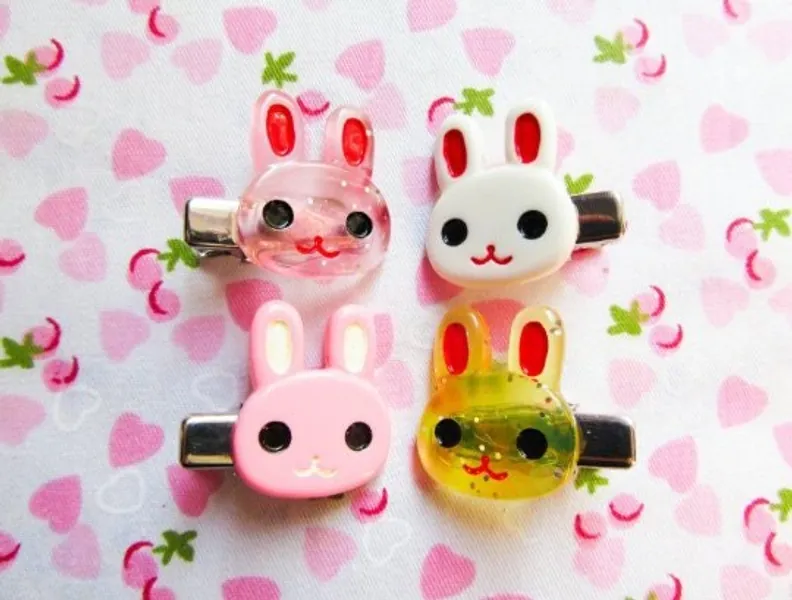 Bunny Hair Clips, Rabbit Hair Clips, Kawaii Hair Clips, Mini Hair Clips, Cute Hair Clips