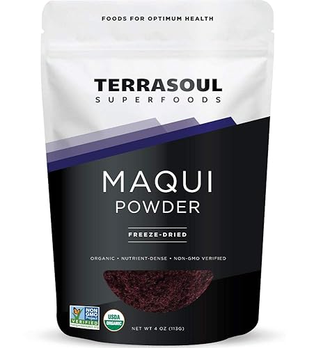 Terrasoul Superfoods Organic Maqui Berry Powder, 4 Oz, Freeze-Dried, Antioxidant-Rich Superfood for Smoothies, Desserts, and Immune Support - 4 Ounce (Pack of 1)