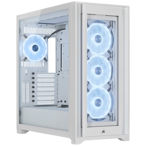 Corsair 5000X RGB QL Edition Mid-Tower Case - True White (Four QL120 RGB Fans, Included Lighting Node CORE, Easy Cable Management, 136 Total LEDs) White - White - QL 5000X - Smart Case