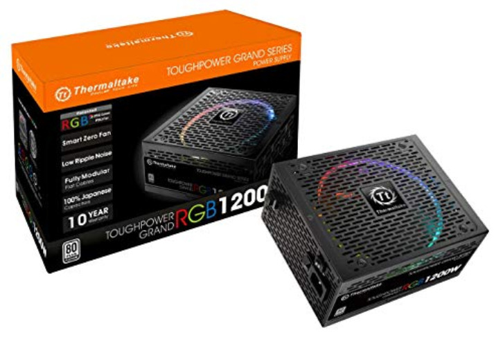 Thermaltake Toughpower Grand RGB 1200W 80+ Platinum Smart Zero RGB Fan, SLI/CrossFire Ready Continuous Power, Full Modular ATX 12V 2.4/EPS 12V 2.92 Power Supply 10 Year Warranty PS-TPG-1200F1FAPU-1 - 1200W - Platinum - Power Supply
