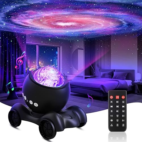 ENOKIK Galaxy Projector, Star Aurora Projector Built-in Bluetooth Speaker, Night Light for Kids Adults, White Noise Light for Home Decor/Relaxation/Party/Music/Gift (Black) - Black