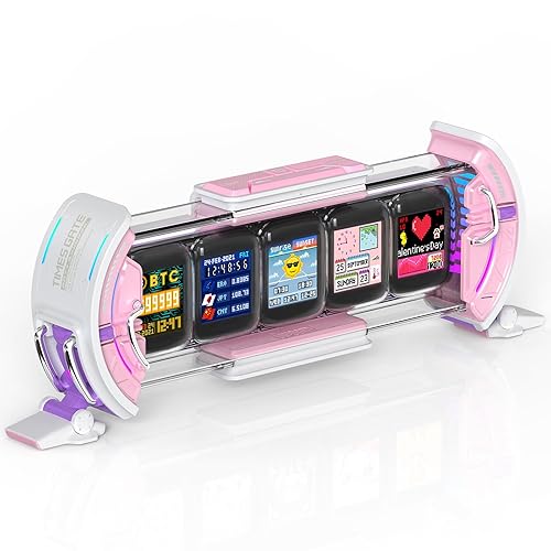 Divoom Times Gate - Cute Gaming Digital Clock with Smart App-Controlled, Support Weather Forecast, Stock Market/Exchange Rate, Social Media, Pixel Art Display for Gamers & Home Office Decor (Pink) - Pink