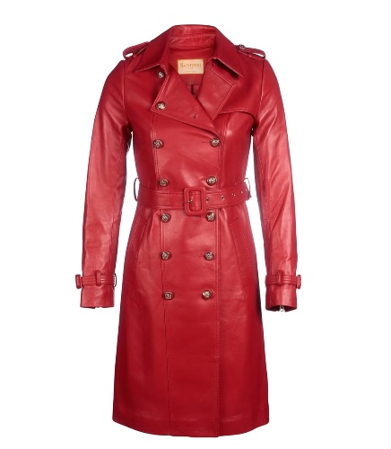 Belle de Jour Red Leather Trenchcoat
