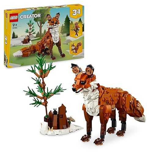 LEGO Creator Waldtiere: Rotfuchs, Tiere-Set mit Fuchs, Eule und Eichhörnchen Spielzeug, Tierfiguren des Waldes zum Spielen und Ausstellen, kreatives Geschenk für Jungs und Mädchen ab 9 Jahren 31154 - Single