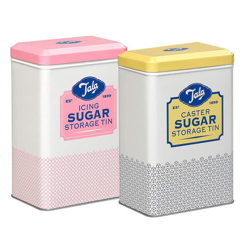 Kitchen Storage Canister Jars Tin Container Metal Caster/Icing Sugar Storage Tin