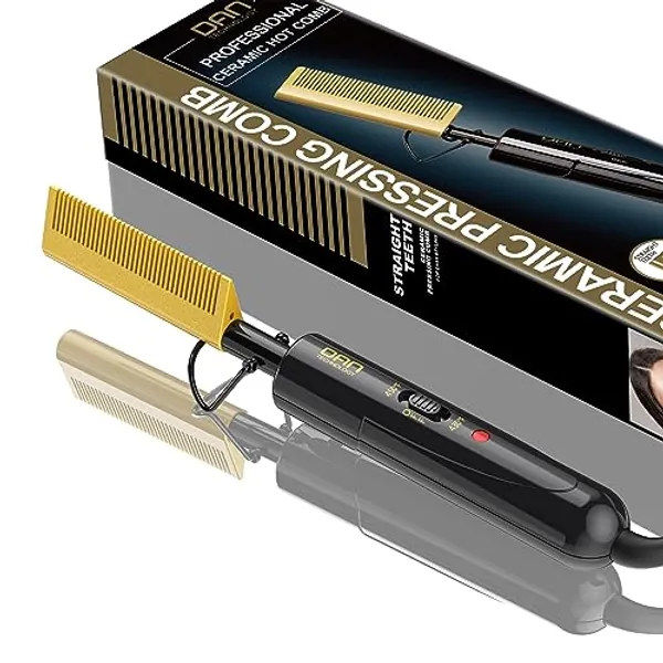 DAN Technology Small hot comb for lace front wigs,Dual voltage hot comb,Fast heating hot comb straightener,electric hot comb hair straightener,hot comb for black hair,ceramic hot comb electric for wig