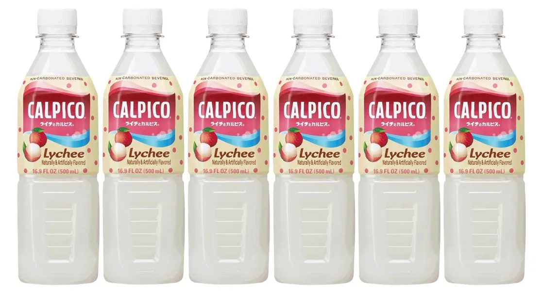 CALPICO Lychee, Non-Carbonated Drink, Japanese Beverage Contains Lychee Juice Concentrate, Sweet and Tangy Asian Drink, 16.9Fl oz. (Pack of 6) - Lychee