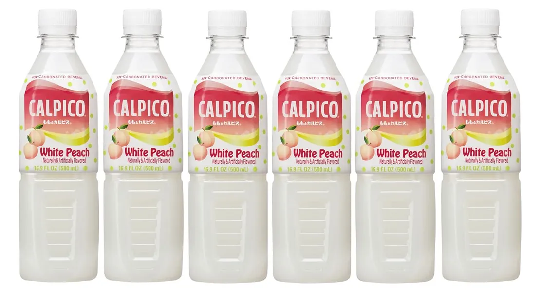 CALPICO White Peach, Non-Carbonated Drink, Japanese Beverage Contains Peach Juice Concentrate, Sweet and Tangy Asian Drink, 16.9 FL oz. (Pack of 6) - White Peach