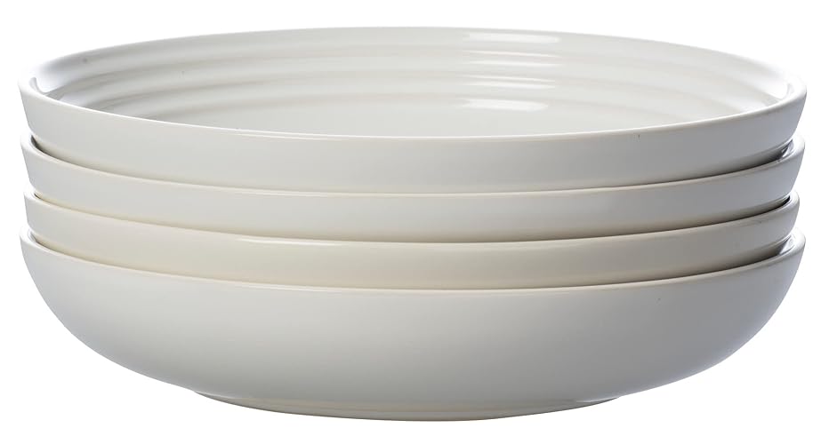 Le Creuset Stoneware Pasta Bowls, White, 9.75", Set of 4 - White