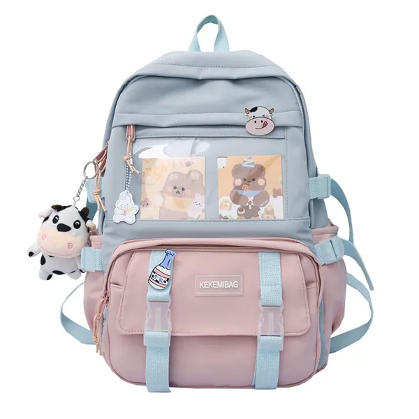 DKIIL NOIYB Kawaii Backpack with Kawaii Pin and Accessories Cute Kawaii Backpack Large Capacity Japanese School Bag JK Anime Shoulder Bag for Cosplay Crossbody Bag 44*31*14cm