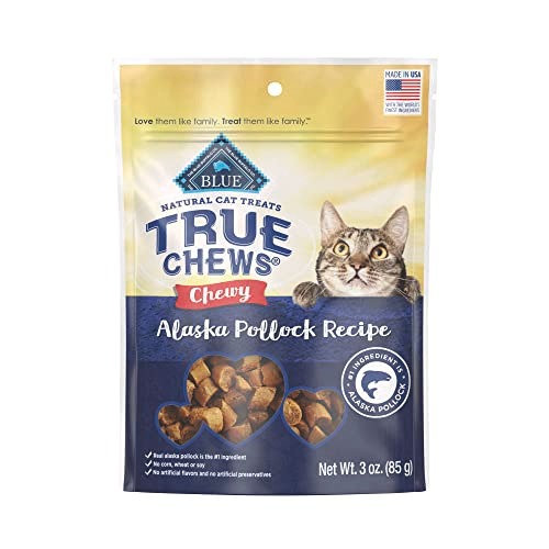 Blue Buffalo True Chews Natural Chewy Cat Treats, Alaska Pollock 3 oz bag - Alaska Pollock - 3 Ounce (Pack of 1)