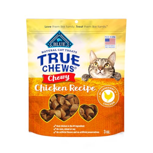Blue Buffalo True Chews Natural Chewy Cat Treats, Made in the USA, Chicken Recipe, 3-oz. Resealable Bag - Chicken - 3 Ounce (Pack of 1)
