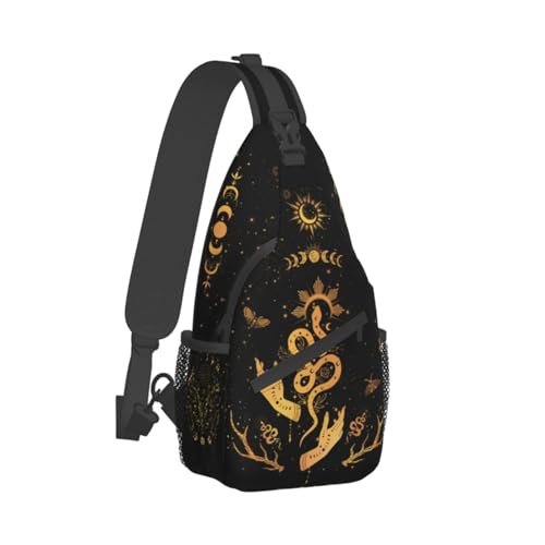 Moth Moon Crossbody Bags, Witchy Travel Crossbody Bags for Women, Sun Moon Sling Bag Hippie Mushroom Gothic Witch Gifts - Black-witch