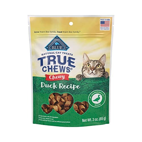 Blue Buffalo True Chews Natural Chewy Cat Treats, Made in the USA, Duck Recipe, 3-oz. Resealable Bag - Duck - 3 Ounce (Pack of 1)