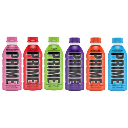 Prime Hydration Sports Drink (6 Flavor Variety Pack), Electrolyte Beverage - Lemon Lime, Tropical Punch, Strawberry Watermelon, Orange, Grape & Blue Rasberry - 500ml (Pack of 6)
