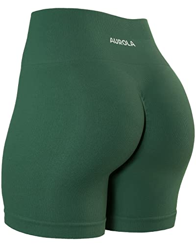 AUROLA Dream Collection Workout Shorts for Women Scrunch Seamless Soft High Waist Gym Shorts - Power - Large - Eden Green