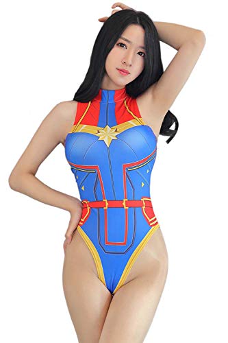 Lucky2Buy Women's One-Piece High Cut Superhero Cosplay Leotard Bodysuit Teddy Lingerie Set - Captain