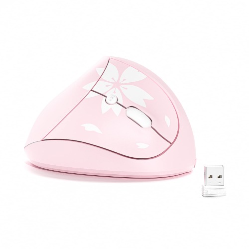 Mytrix 2.4G Wireless Vertical Ergonomic Optical Mouse, 800/1200 /1600 DPI, 5 Buttons for Laptop, Desktop, PC, Mac - Sakura