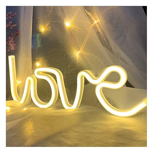ENUOLI Love Neon Lights Neon Love Light neon Light for Wall Love Neon Signs USB/Battery Operated Neon Light Signs for Bedroom Wall Neon Signs Warm White Night Light Light up Your Bedroom Party - Warm White
