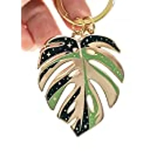 THE ORIGINAL - Gold Variegated Monstera Albo Borsigiana Plant Keychain, Monstera Albino Thai Constellation Keychain, Plant Mom Gifts for Plant Lovers