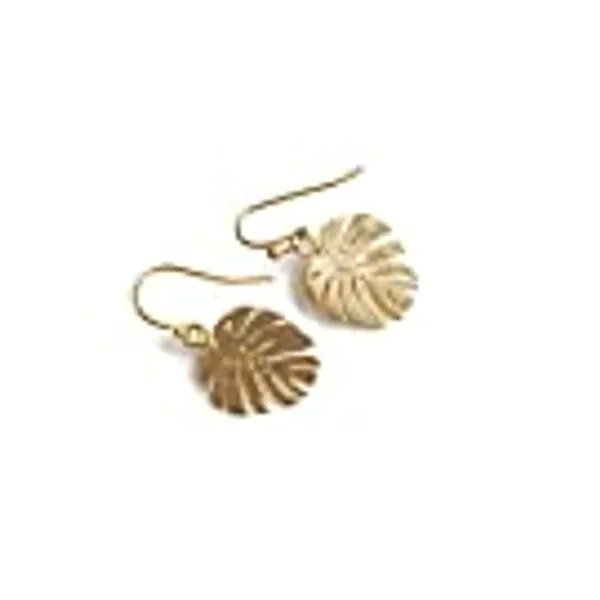Monstera Earrings Leaf Earrings Botanical Jewelry Gold Tropical Earrings Plant Lady Minimalist Earrings Dangle Earrings Gold Earrings