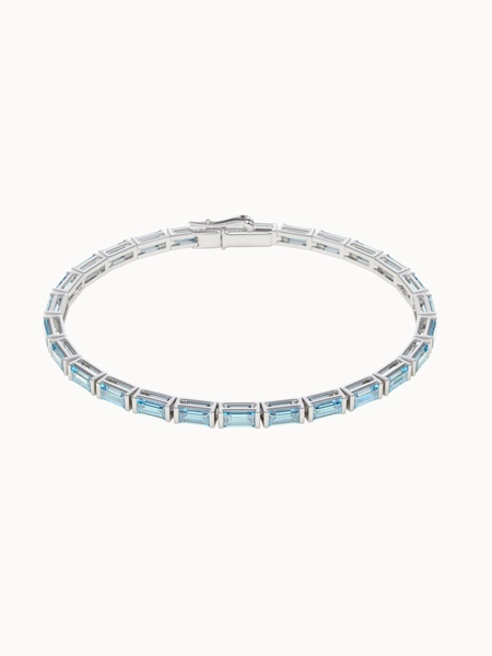 Aquamarine Baguette Cut Tennis Bracelet
