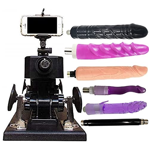 AKKAJJ Sex Machine Thrusting Machines 3 XLR Connector Automatic Adult Sex Toys with Speed Angle Adjustable Powerful Push Through Black
