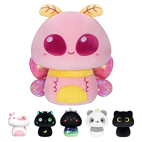 Mewaii 14 Inch Mushroom Plush, Cute Maple Moth Plush Pillow Soft Plushies Squishy Throw Pillow, Moth Stuffed Animals Kawaii Plush Toys Decoration Gift for Girls Boys - Maple Moth - 14 Inch