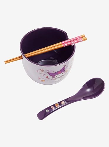 Sanrio Kuromi and Blueberries Ramen Bowl with Chopsticks and Spoon