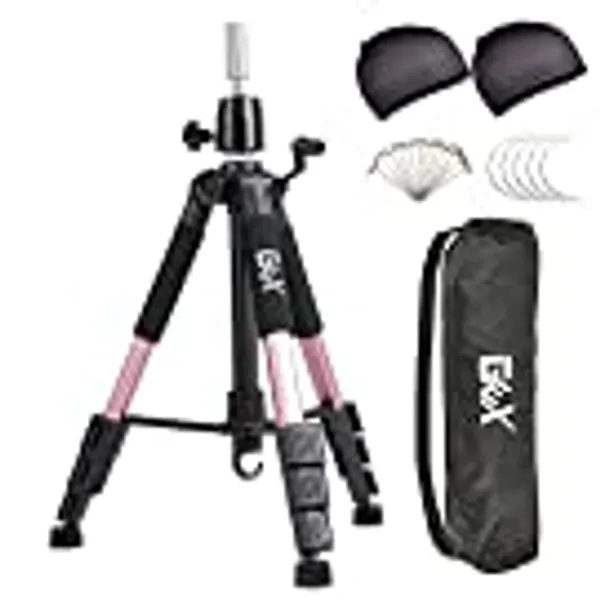 GEX 55" Mannequin Tripod Stand Canvas Block Training Doll Manikin Head Wig Stand for Cosmetology Hairdressing (Rose Gold)