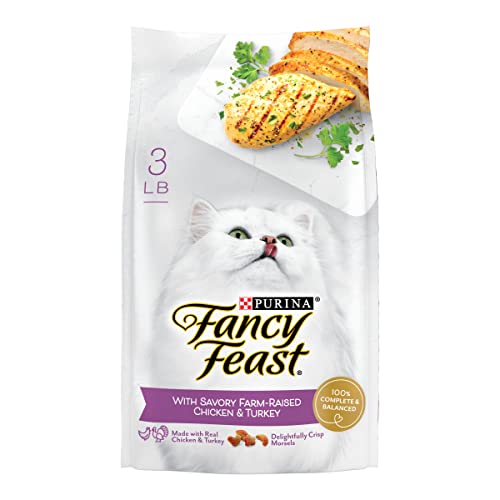 Purina Fancy Feast Dry Cat Food with Savory Chicken and Turkey - 3 lb. Bag - Chicken & Turkey - 48 Ounce (Pack of 1)