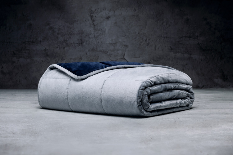 Weighted Blanket - One-Piece / Minky | Navy + Grey / 8 lbs | 42"x56"