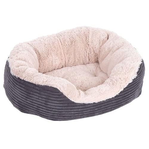 Rosewood Grey Jumbo Cord/Plush Oval Dog Bed, Medium - 63 x 53 x 15 cm (L x W x H)