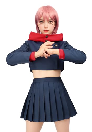 DAZCOS Itadori Cosplay Women US Size Costume Hoodie jacket Pleated Skirt Uniform - Medium