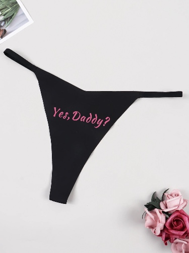 Flirty Temptations: Sexy G-String Panties with Unique Designs - Yes Daddy / S / 1pc