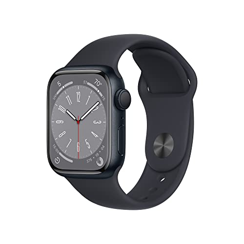 Apple Watch Series 8 GPS, 41mm Midnight Aluminum Case with Midnight Sport Band, Small/Medium - 41mm S/M - fits 130–180mm wrists - 41mm - Midnight Aluminium Case with Midnight Sport Band